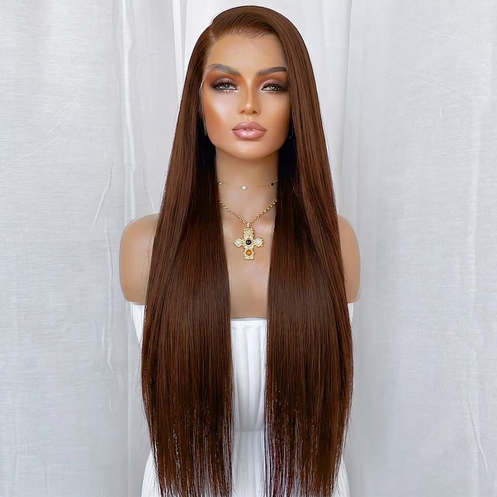 Bone Straight HD Lace Super Natural Lace Frontal Human Hair Wigs Espresso Brown LINKTOWIG