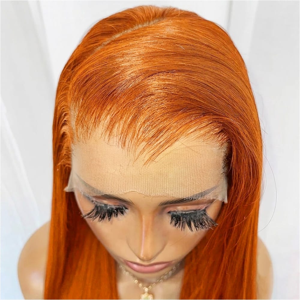 Bone Straight HD Lace Super Natural Lace Frontal Human Hair Wigs Ginger Orange LINKTOWIG