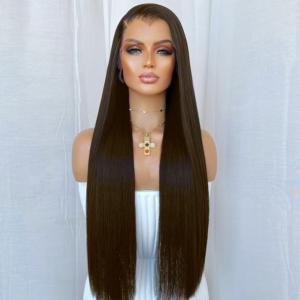 Bone Straight HD Lace Super Natural Lace Frontal Human Hair Wigs Gradient Brown LINKTOWIG