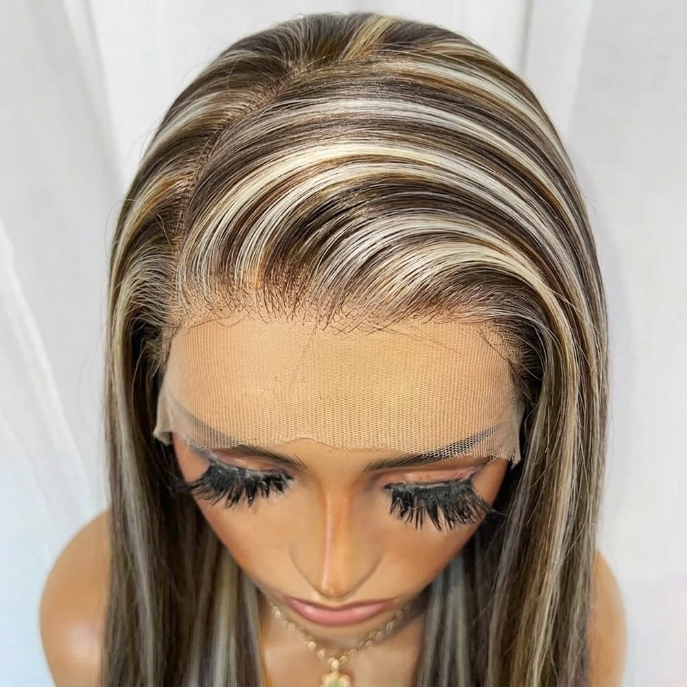 Bone Straight HD Lace Super Natural Lace Frontal Human Hair Wigs Piano Highlight Silver Grey LINKTOWIG