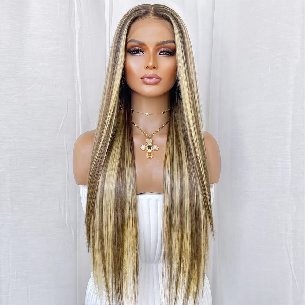 Bone Straight HD Lace Super Natural Lace Frontal Human Hair Wigs Piano Highlight Silver Grey LINKTOWIG