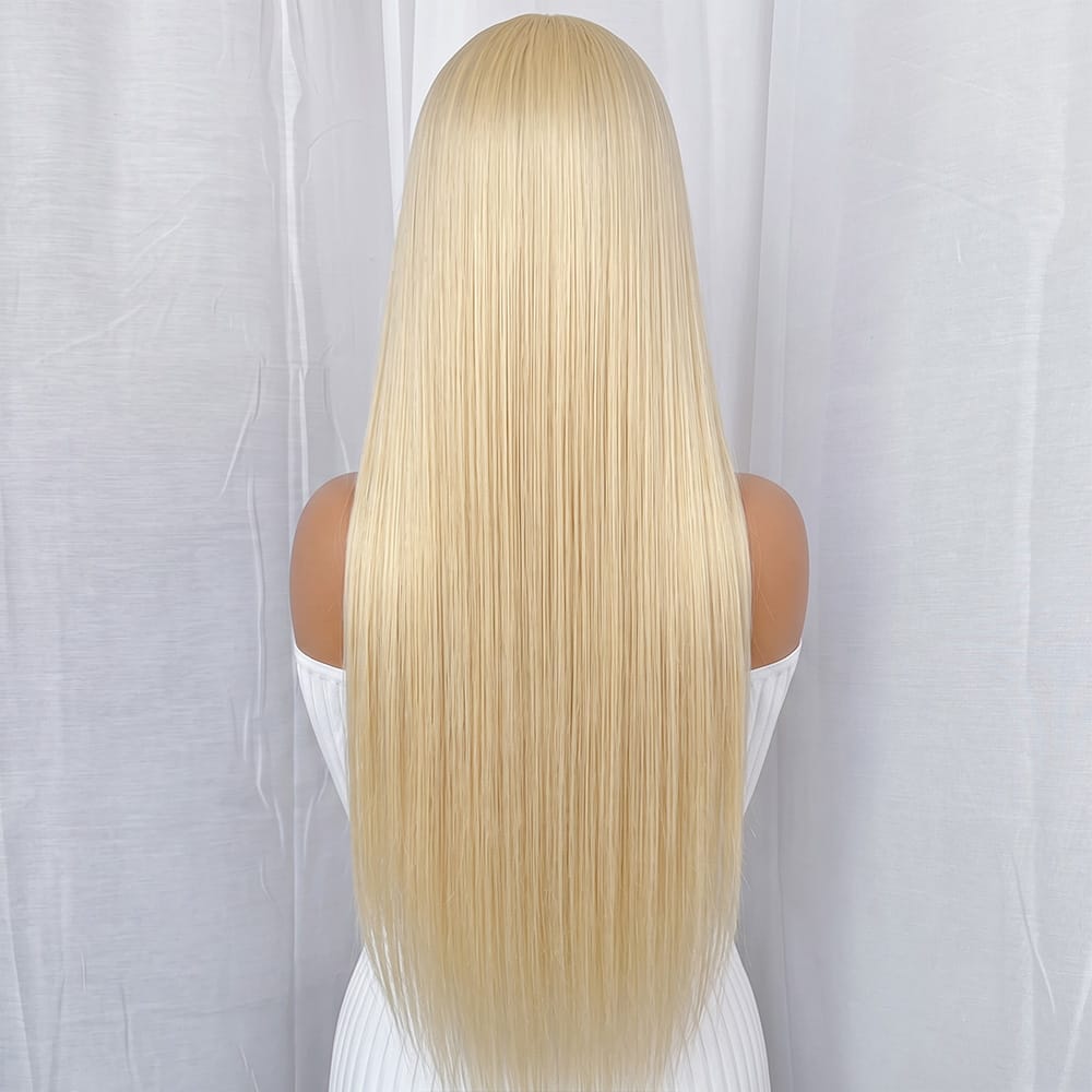 Bone Straight HD Lace Super Natural Lace Frontal Human Hair Wigs Platinum Blonde LINKTOWIG