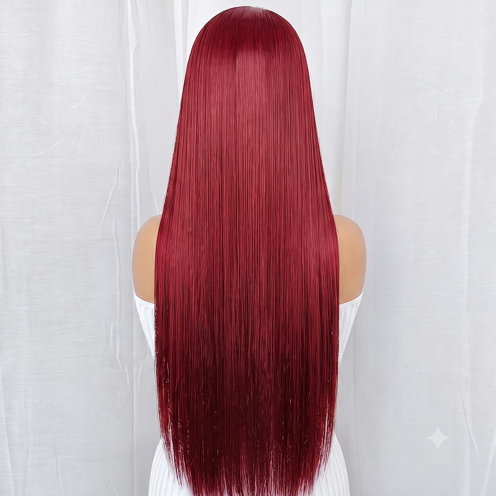 Bone Straight HD Lace Super Natural Lace Frontal Human Hair Wigs Ruby Red LINKTOWIG