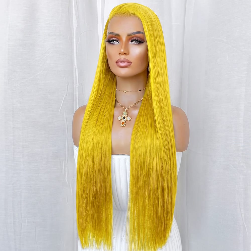 Bone Straight HD Lace Super Natural Lace Frontal Human Hair Wigs Yellow LINKTOWIG