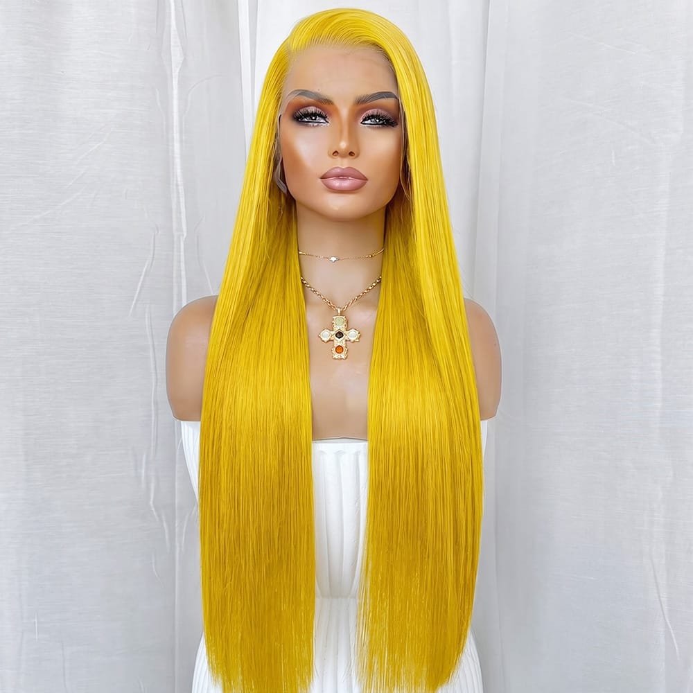 Bone Straight HD Lace Super Natural Lace Frontal Human Hair Wigs Yellow LINKTOWIG