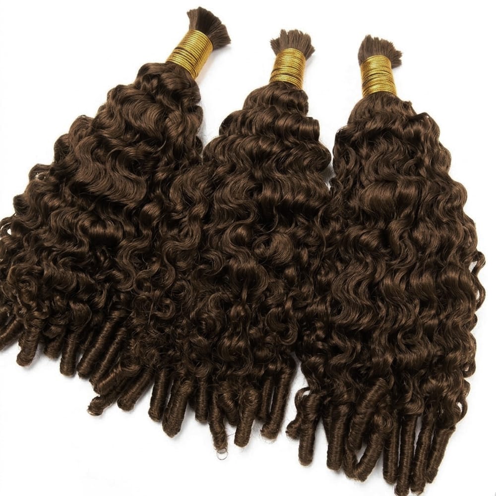 Burmese Curly 100% Raw Virgin Human Hair Bundles - (No Weft) Bulk Hair 3 Bundles / aramel Balayage Highlights LINKTOWIG