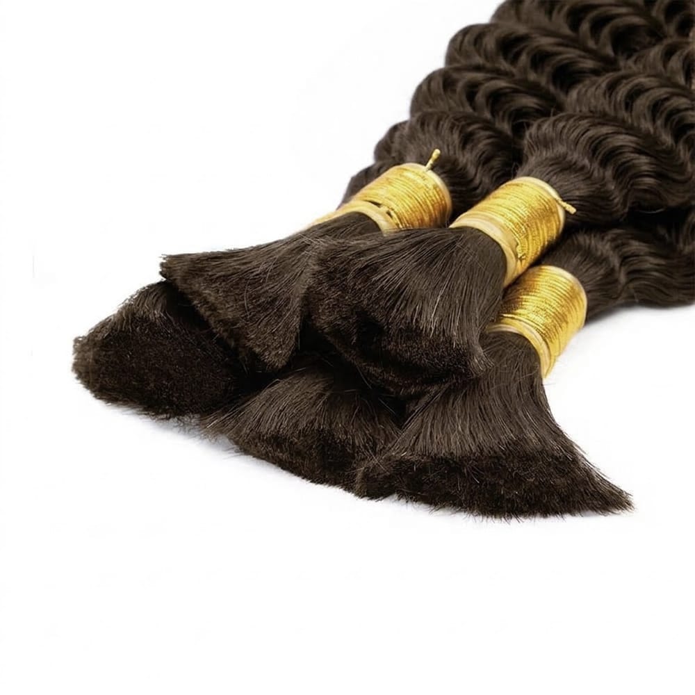 Burmese Curly 100% Raw Virgin Human Hair Bundles - (No Weft) Bulk Hair 3 Bundles / aramel Balayage Highlights LINKTOWIG