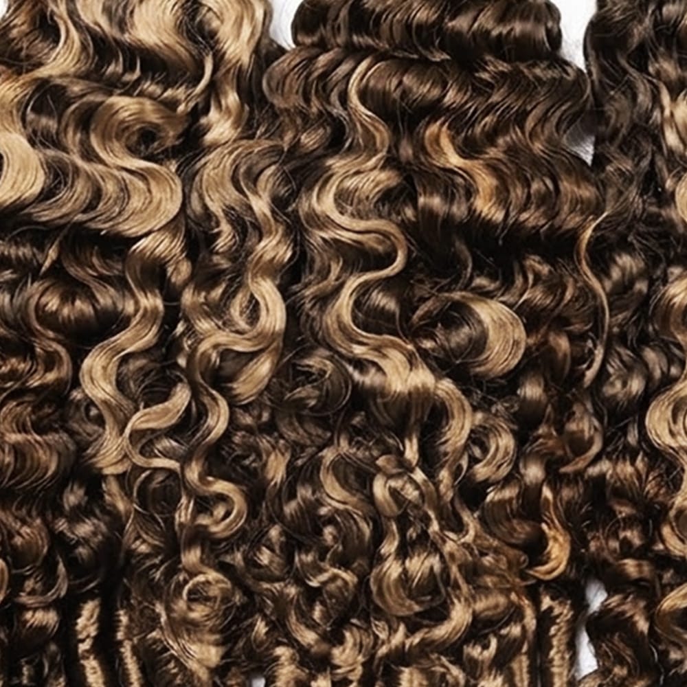 Burmese Curly 100% Raw Virgin Human Hair Bundles - (No Weft) Bulk Hair 3 Bundles / Chocolate Brown LINKTOWIG