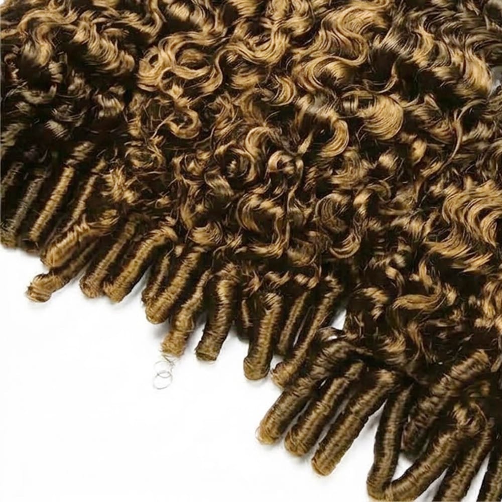 Burmese Curly 100% Raw Virgin Human Hair Bundles - (No Weft) Bulk Hair 3 Bundles / Honey Brown LINKTOWIG