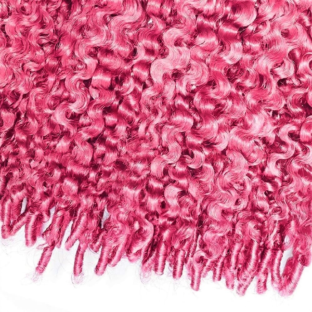 Burmese Curly 100% Raw Virgin Human Hair Bundles - (No Weft) Bulk Hair 3 Bundles / pink LINKTOWIG