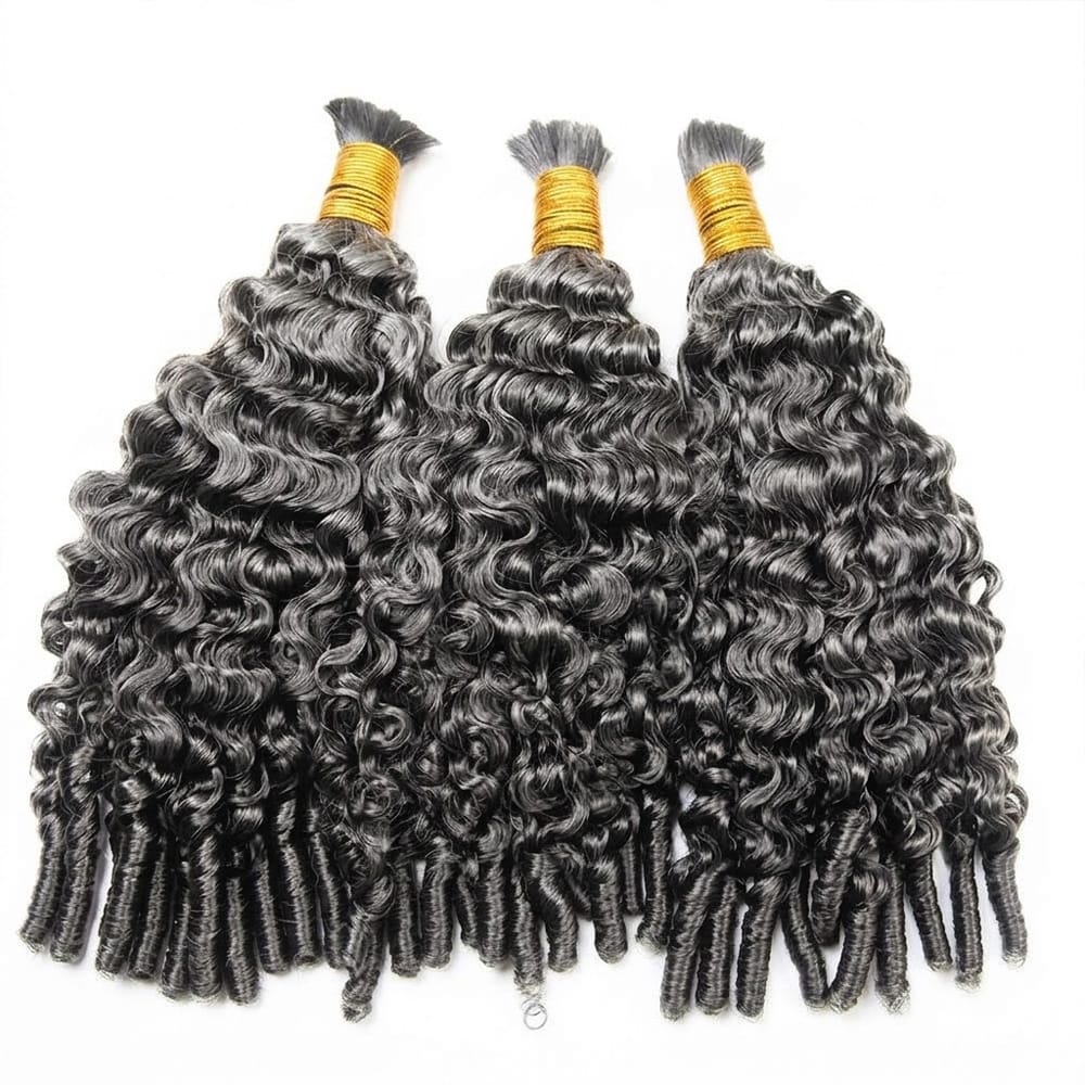 Burmese Curly 100% Raw Virgin Human Hair Bundles - (No Weft) Bulk Hair 3 Bundles / Silver Grey LINKTOWIG