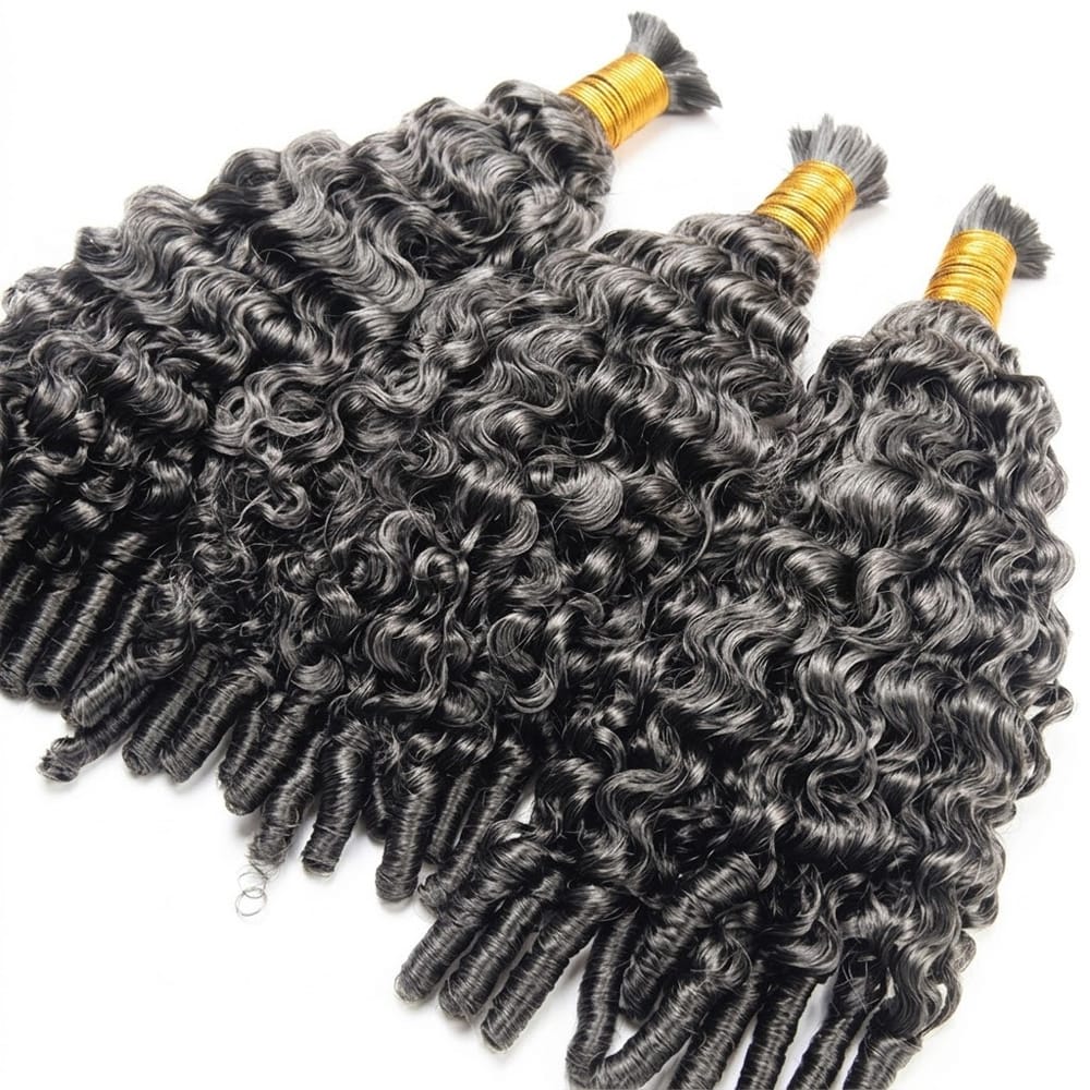 Burmese Curly 100% Raw Virgin Human Hair Bundles - (No Weft) Bulk Hair 3 Bundles / Silver Grey LINKTOWIG
