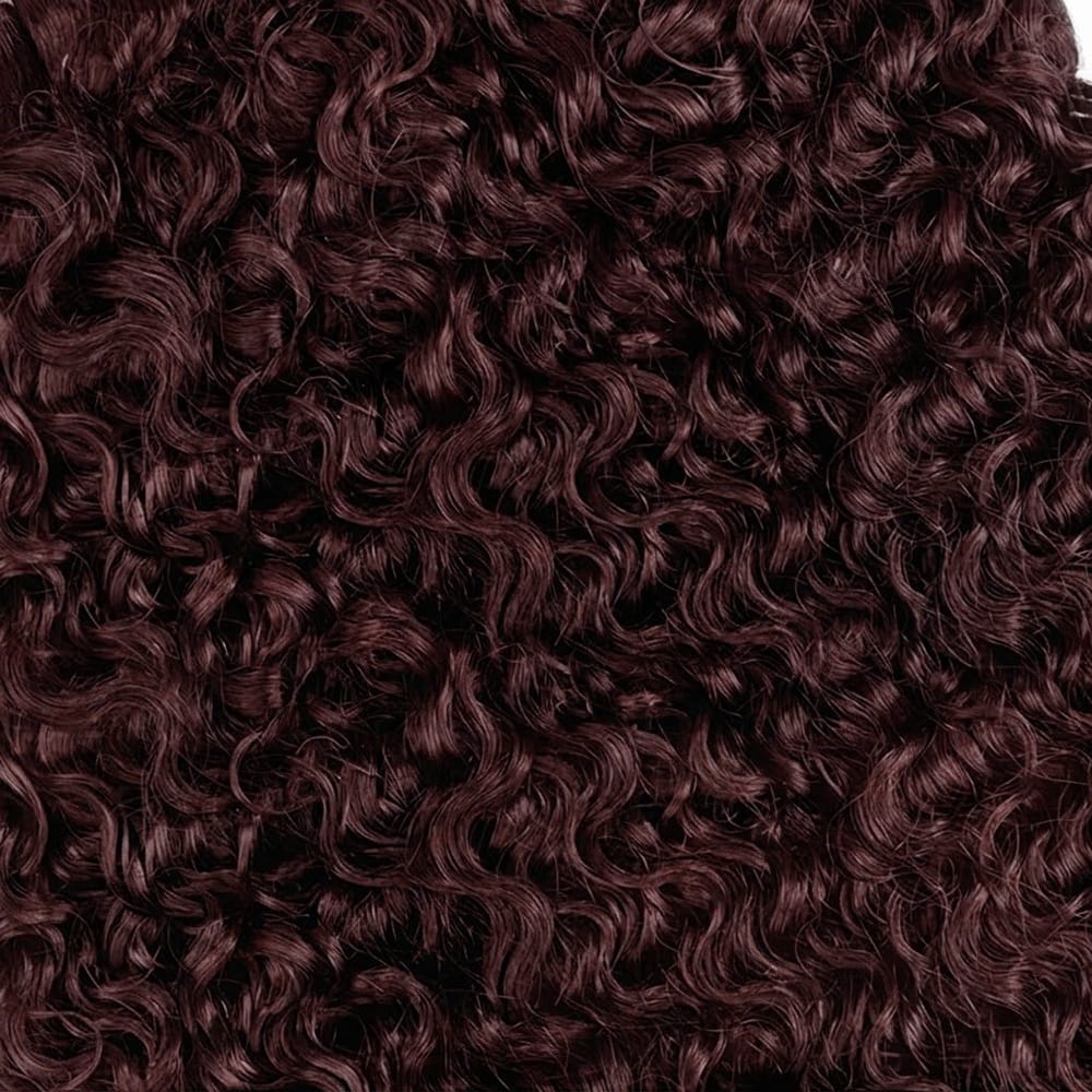 Burmese Curly Hair Bundles / Feather Hair Extensions — 100% Virgin Human Hair / Burgundy LINKTOWIG