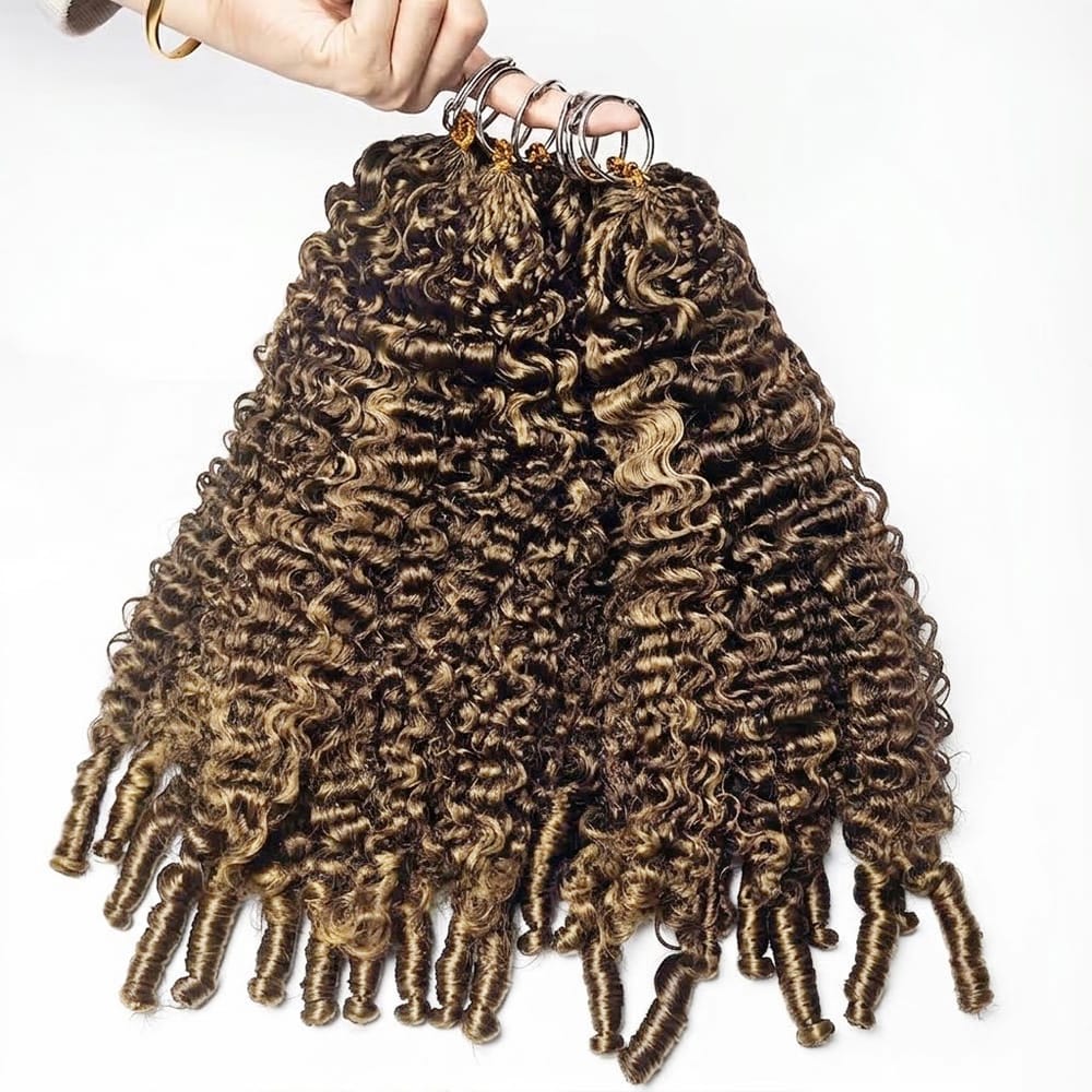 Burmese Curly Hair Bundles / Feather Hair Extensions — 100% Virgin Human Hair / Chocolate Brown LINKTOWIG
