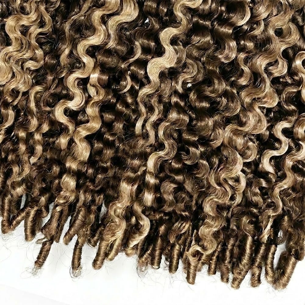 Burmese Curly Hair Bundles / Feather Hair Extensions — 100% Virgin Human Hair / Chocolate Brown LINKTOWIG