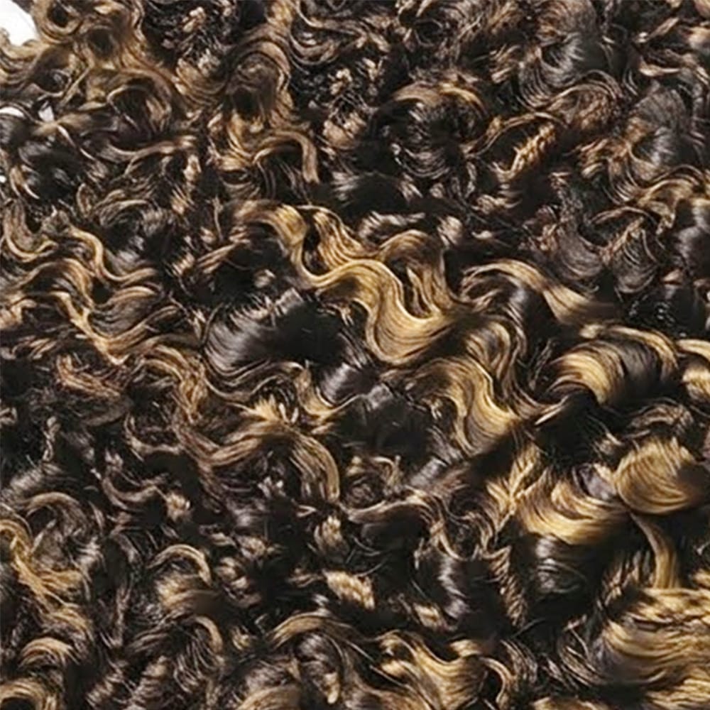 Burmese Curly Hair Bundles / Feather Hair Extensions — 100% Virgin Human Hair / Honey Blonde Highlights LINKTOWIG