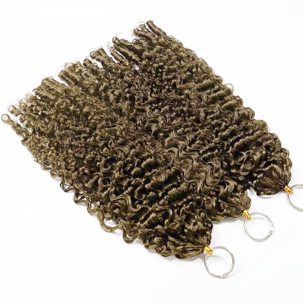 Burmese Curly Hair Bundles / Feather Hair Extensions — 100% Virgin Human Hair / Medium Chestnut Brown LINKTOWIG