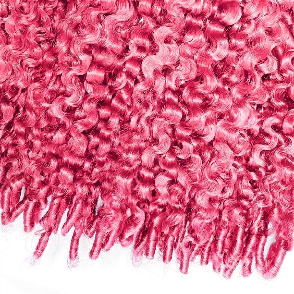 Burmese Curly Hair Bundles / Feather Hair Extensions — 100% Virgin Human Hair / pink LINKTOWIG