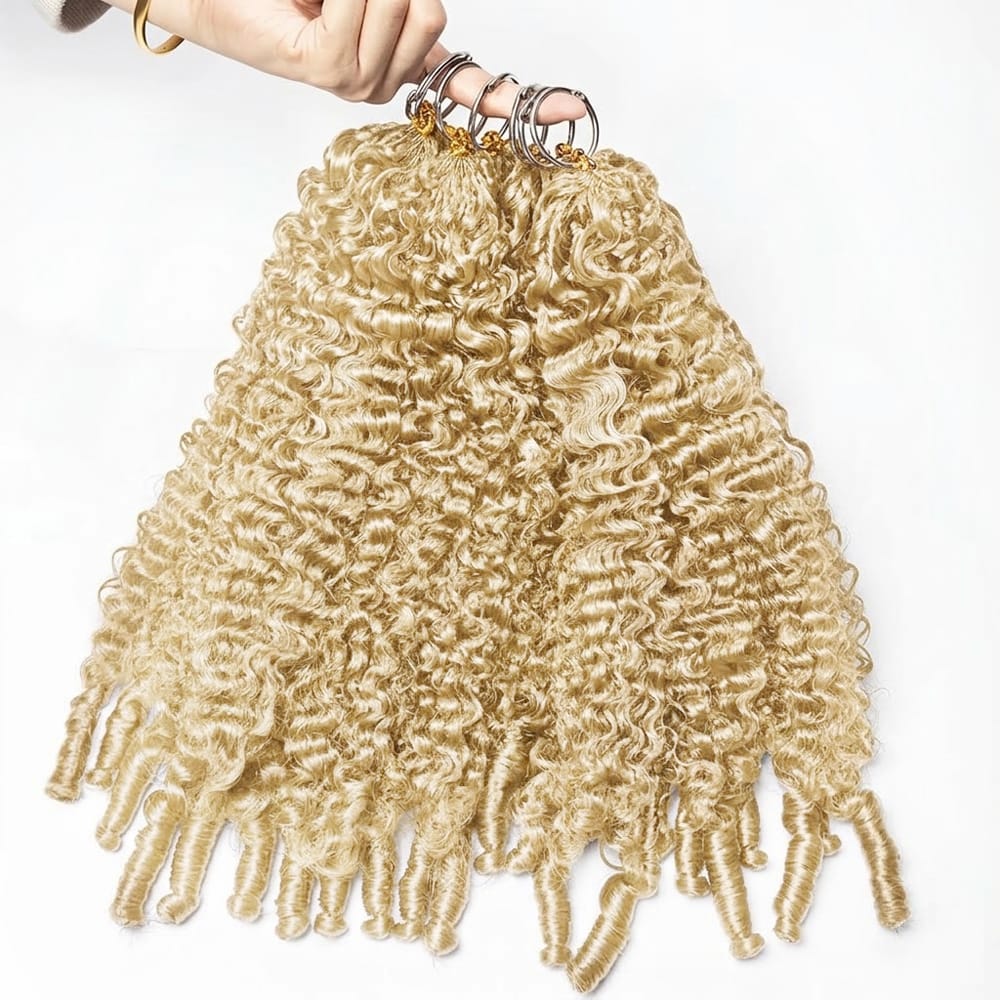Burmese Curly Hair Bundles / Feather Hair Extensions — 100% Virgin Human Hair / Platinum Blonde LINKTOWIG