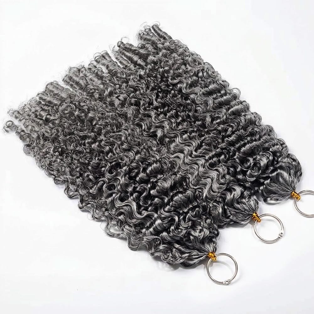 Burmese Curly Hair Bundles / Feather Hair Extensions — 100% Virgin Human Hair / Silver Grey LINKTOWIG