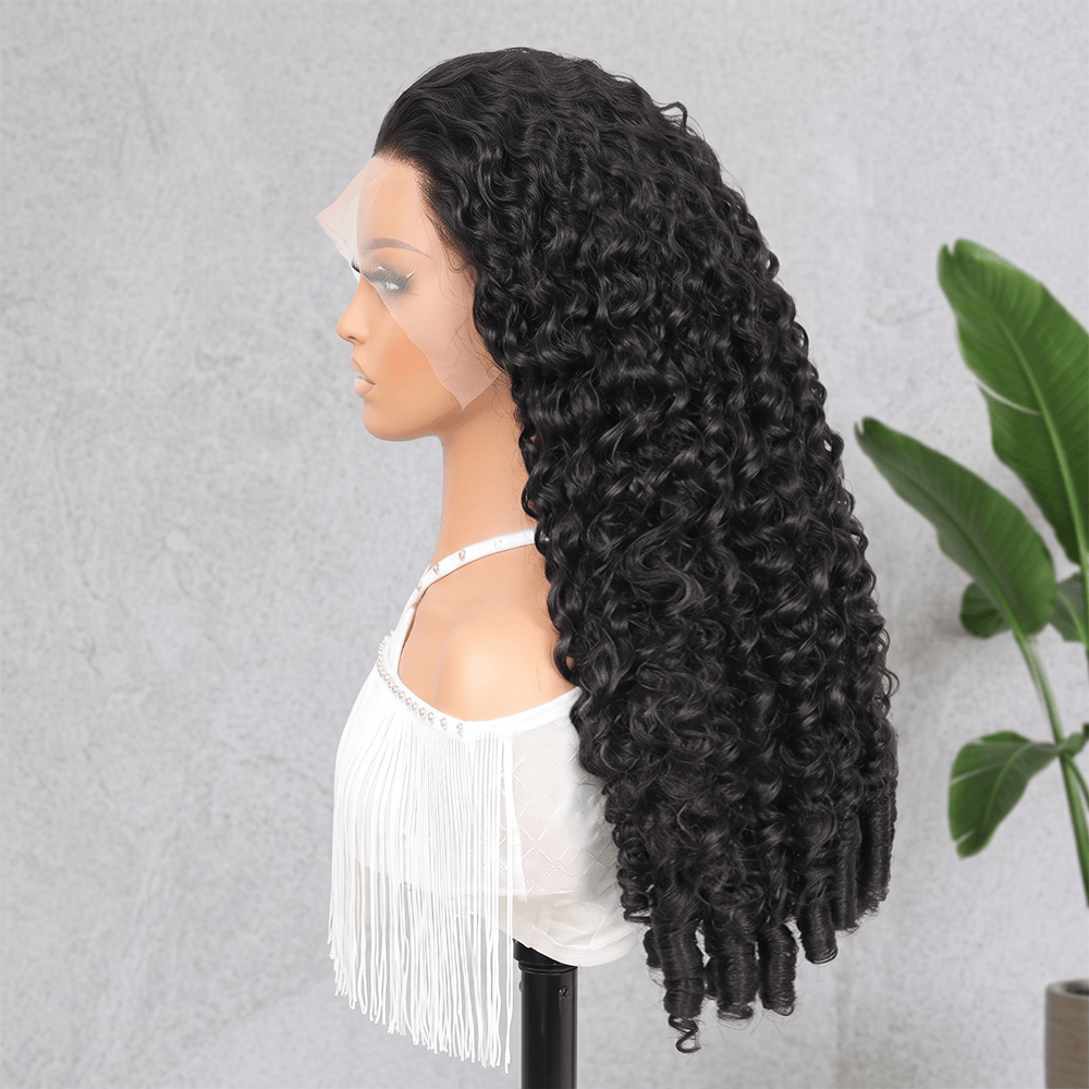 Burmese Curly HD Lace Super Natural Lace Frontal Human Hair Wigs Black LINKTOWIG