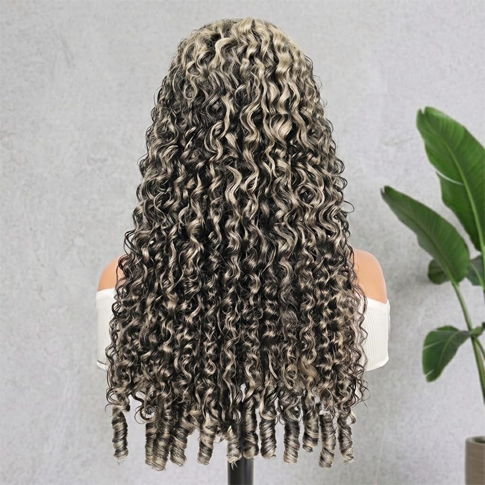 Burmese Curly HD Lace Super Natural Lace Frontal Human Hair Wigs Black and grey blended highlights LINKTOWIG