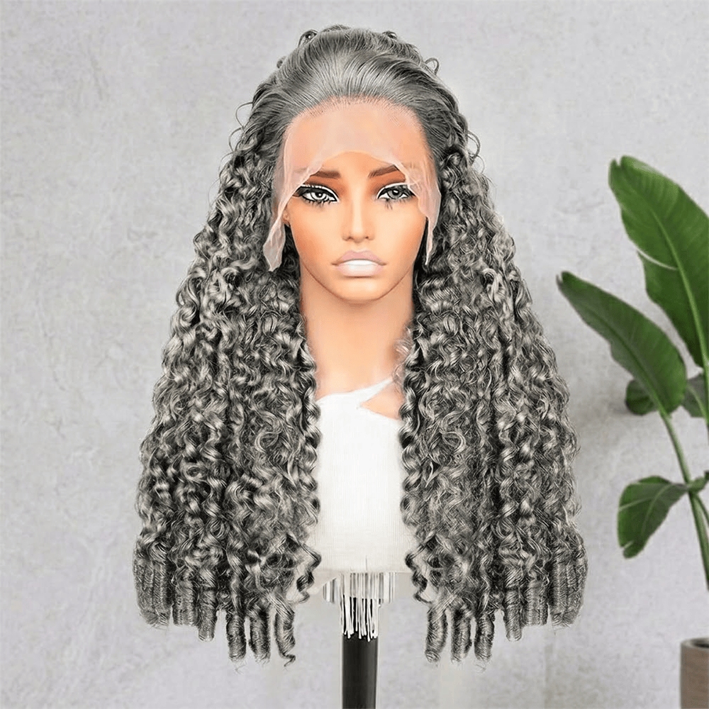 Burmese Curly HD Lace Super Natural Lace Frontal Human Hair Wigs Charcoal Grey LINKTOWIG