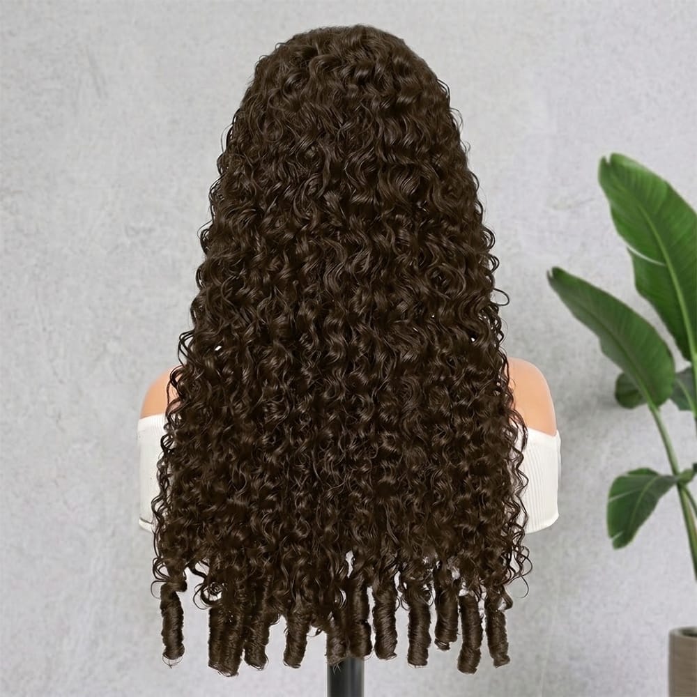 Burmese Curly HD Lace Super Natural Lace Frontal Human Hair Wigs Chocolate Brown LINKTOWIG