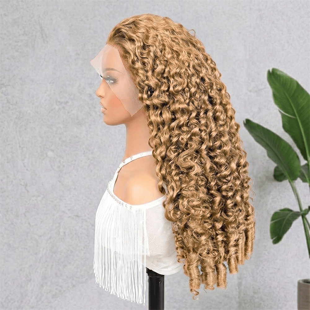 Burmese Curly HD Lace Super Natural Lace Frontal Human Hair Wigs Dirty Blonde LINKTOWIG