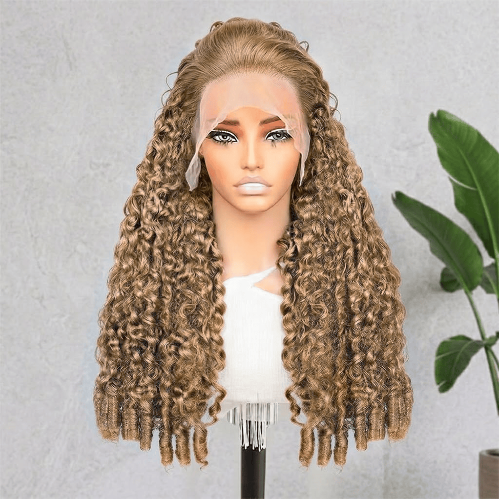 Burmese Curly HD Lace Super Natural Lace Frontal Human Hair Wigs Dirty Blonde LINKTOWIG