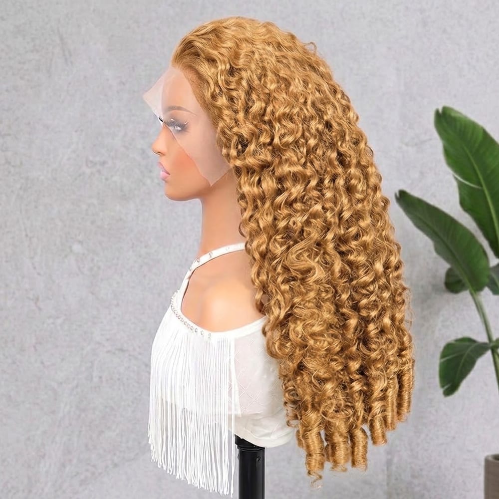Burmese Curly HD Lace Super Natural Lace Frontal Human Hair Wigs Dirty Blonde LINKTOWIG