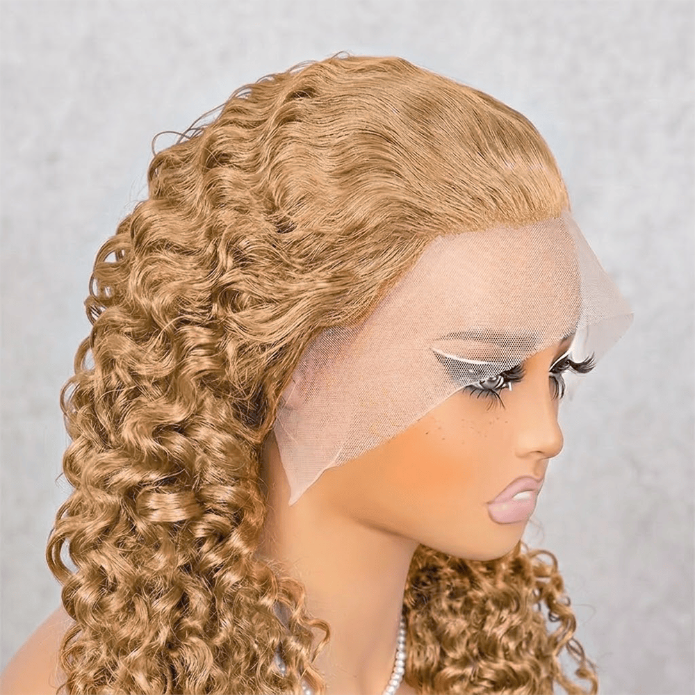 Burmese Curly HD Lace Super Natural Lace Frontal Human Hair Wigs Dirty Blonde LINKTOWIG