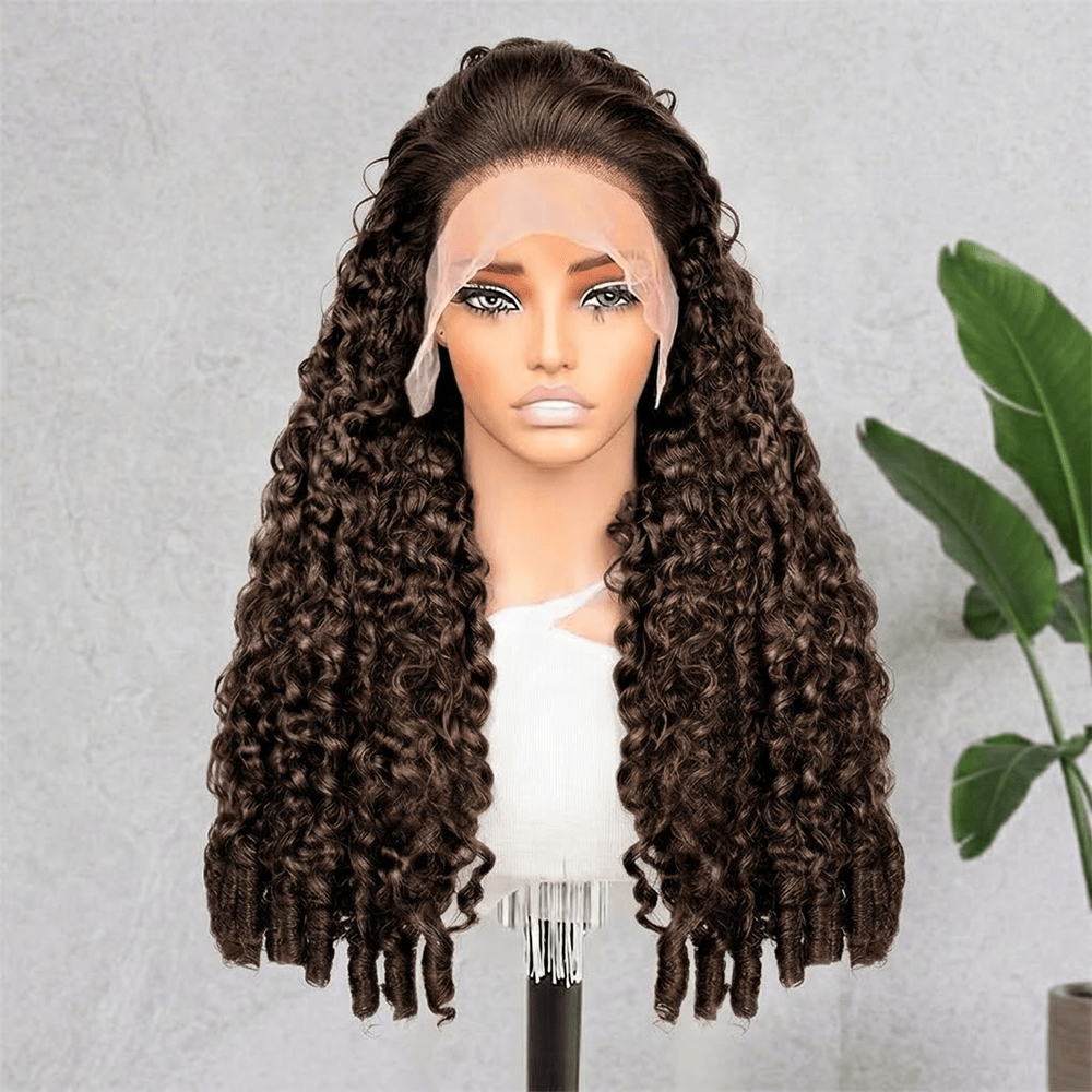 Burmese Curly HD Lace Super Natural Lace Frontal Human Hair Wigs Espresso Brown LINKTOWIG