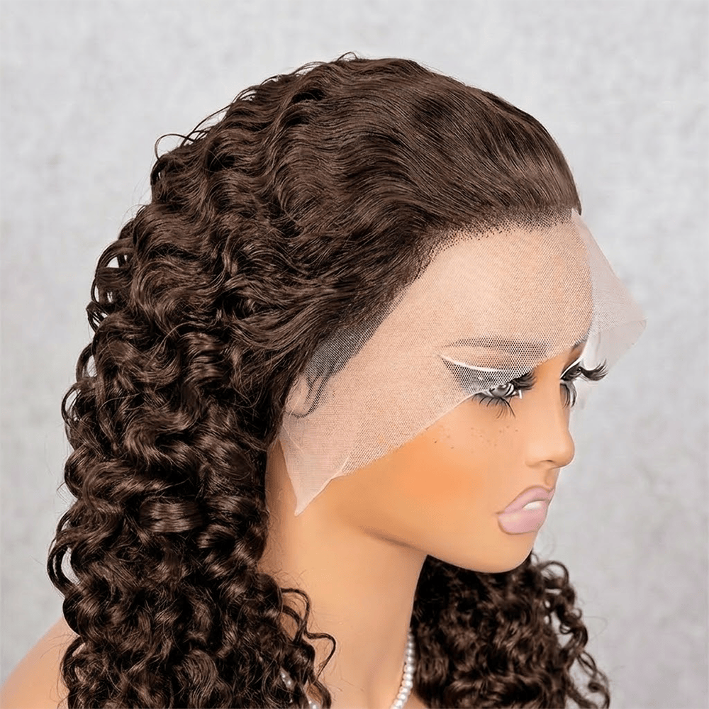 Burmese Curly HD Lace Super Natural Lace Frontal Human Hair Wigs Espresso Brown LINKTOWIG