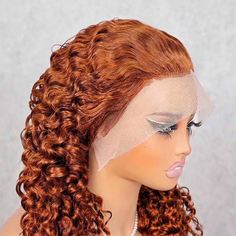 Burmese Curly HD Lace Super Natural Lace Frontal Human Hair Wigs Ginger Orange LINKTOWIG