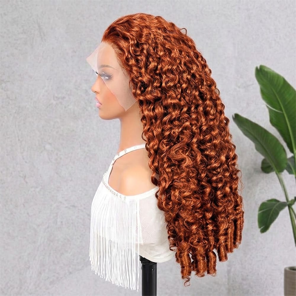 Burmese Curly HD Lace Super Natural Lace Frontal Human Hair Wigs Ginger Orange LINKTOWIG