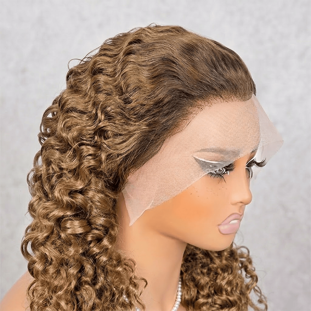 Burmese Curly HD Lace Super Natural Lace Frontal Human Hair Wigs Medium Chestnut Brown LINKTOWIG