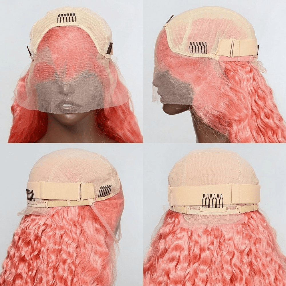 Burmese Curly HD Lace Super Natural Lace Frontal Human Hair Wigs Peach Pink LINKTOWIG