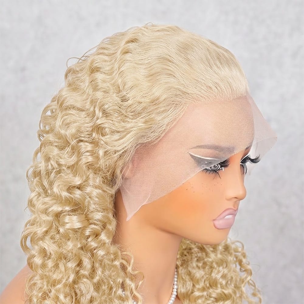 Burmese Curly HD Lace Super Natural Lace Frontal Human Hair Wigs Platinum Blonde LINKTOWIG