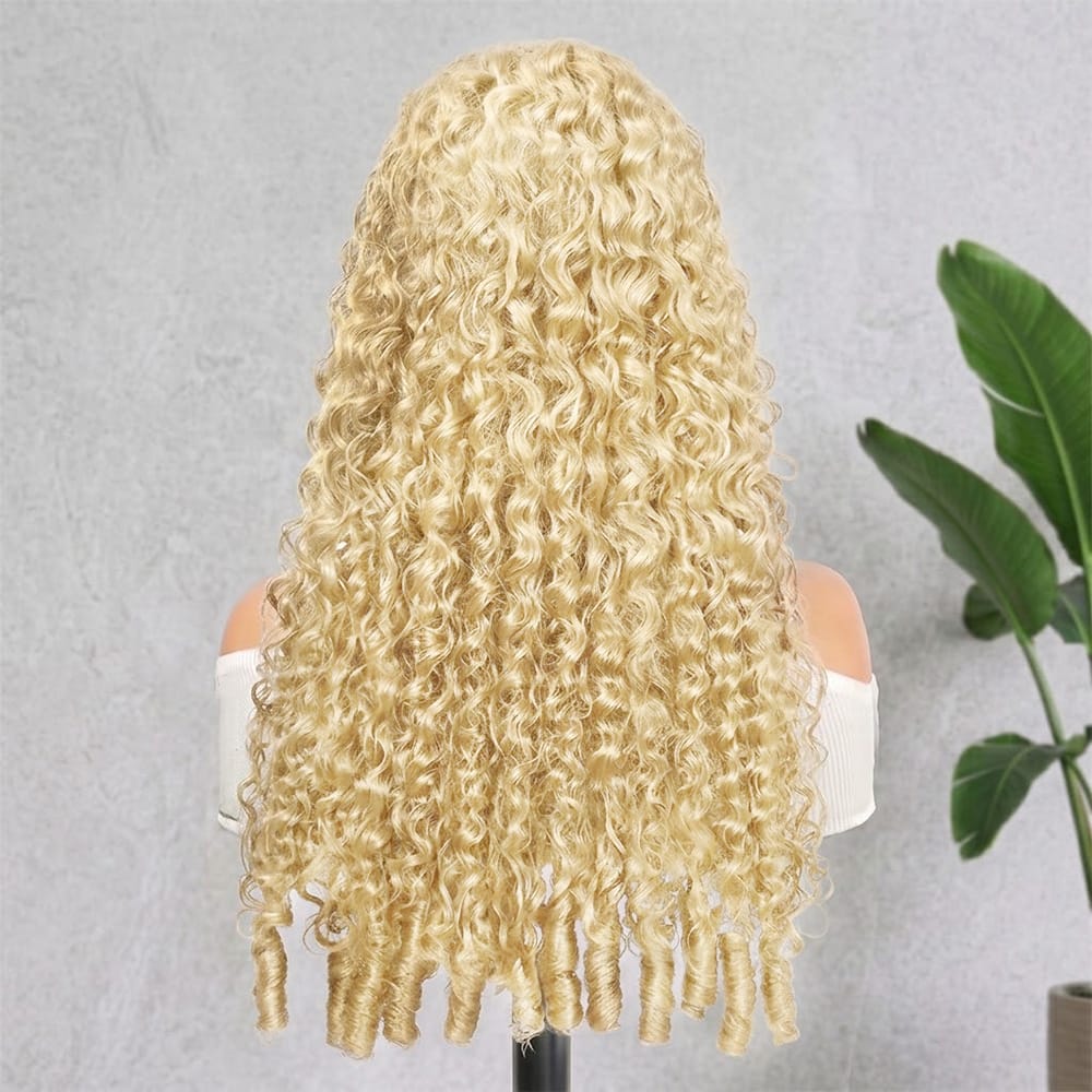 Burmese Curly HD Lace Super Natural Lace Frontal Human Hair Wigs Platinum Blonde LINKTOWIG
