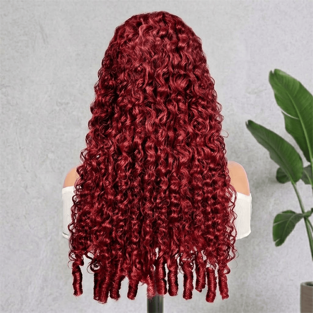 Burmese Curly HD Lace Super Natural Lace Frontal Human Hair Wigs Ruby Red LINKTOWIG