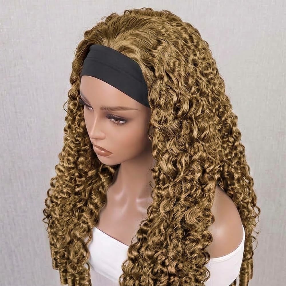 Burmese Curly Headband Human Hair Wig (Glueless, Ready-to-Wear) Natural Ash Brown LINKTOWIG