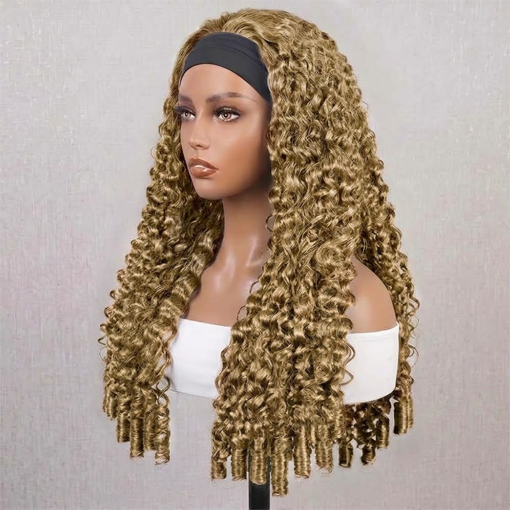 Burmese Curly Headband Human Hair Wig (Glueless, Ready-to-Wear) Natural Ash Brown LINKTOWIG