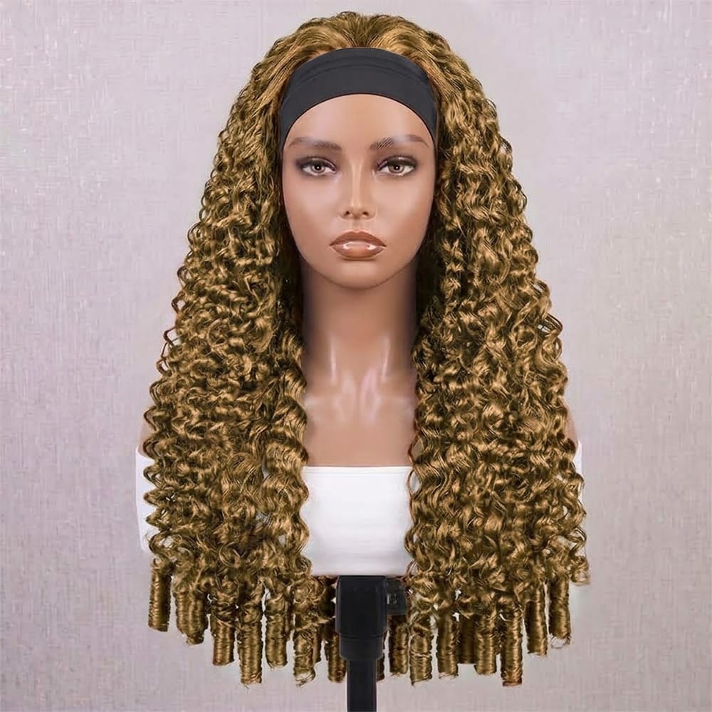 Burmese Curly Headband Human Hair Wig (Glueless, Ready-to-Wear) Natural Ash Brown LINKTOWIG