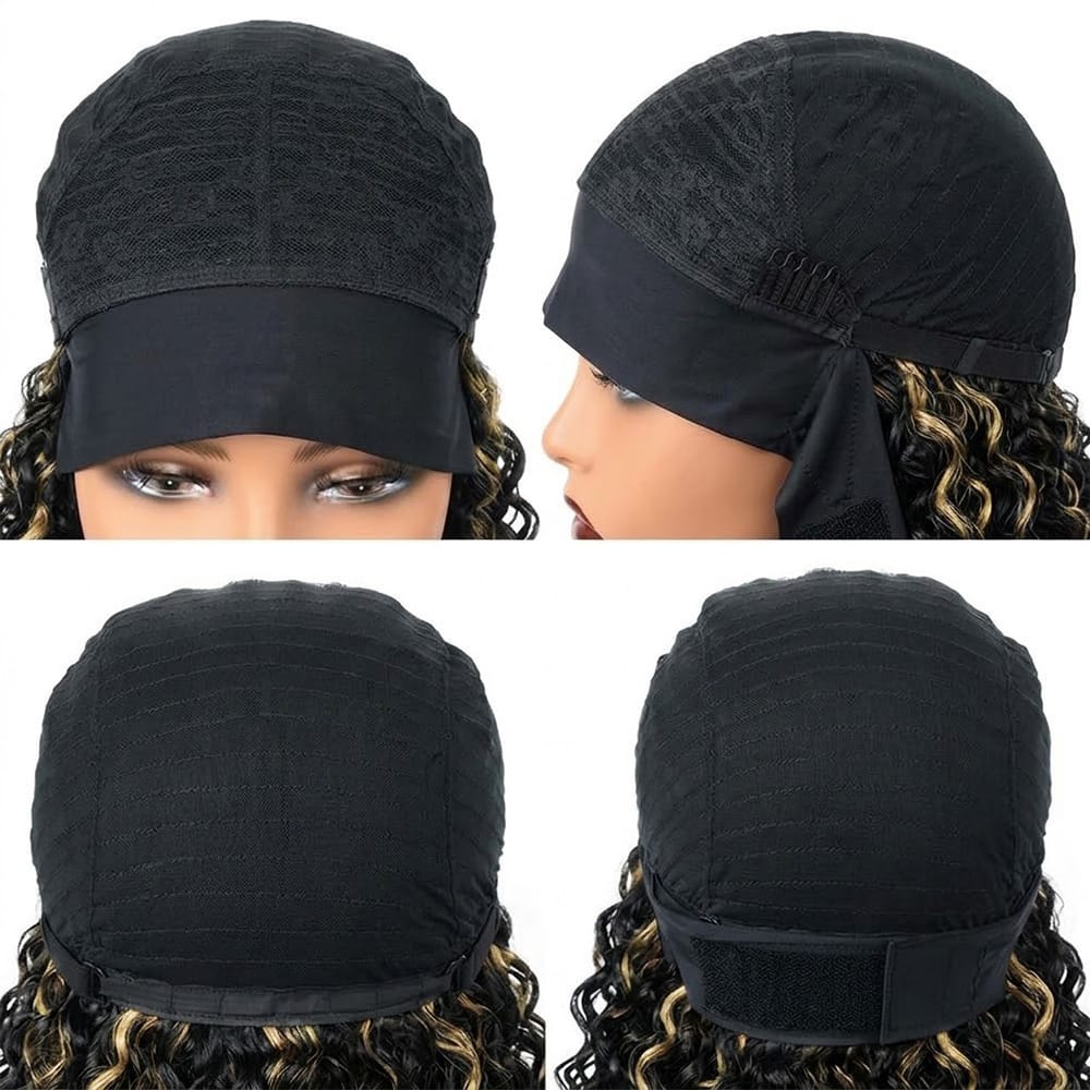Burmese Curly Headband Human Hair Wig (Glueless, Ready-to-Wear) Natural Black and grey blended highlights LINKTOWIG