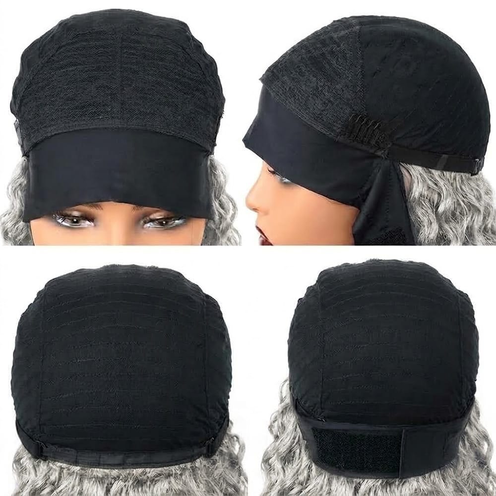 Burmese Curly Headband Human Hair Wig (Glueless, Ready-to-Wear) Natural Charcoal Grey LINKTOWIG