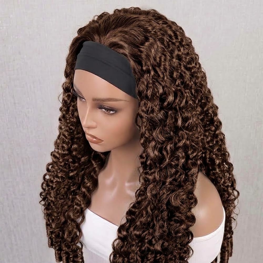 Burmese Curly Headband Human Hair Wig (Glueless, Ready-to-Wear) Natural Espresso Brown LINKTOWIG