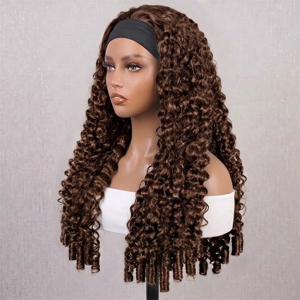 Burmese Curly Headband Human Hair Wig (Glueless, Ready-to-Wear) Natural Espresso Brown LINKTOWIG