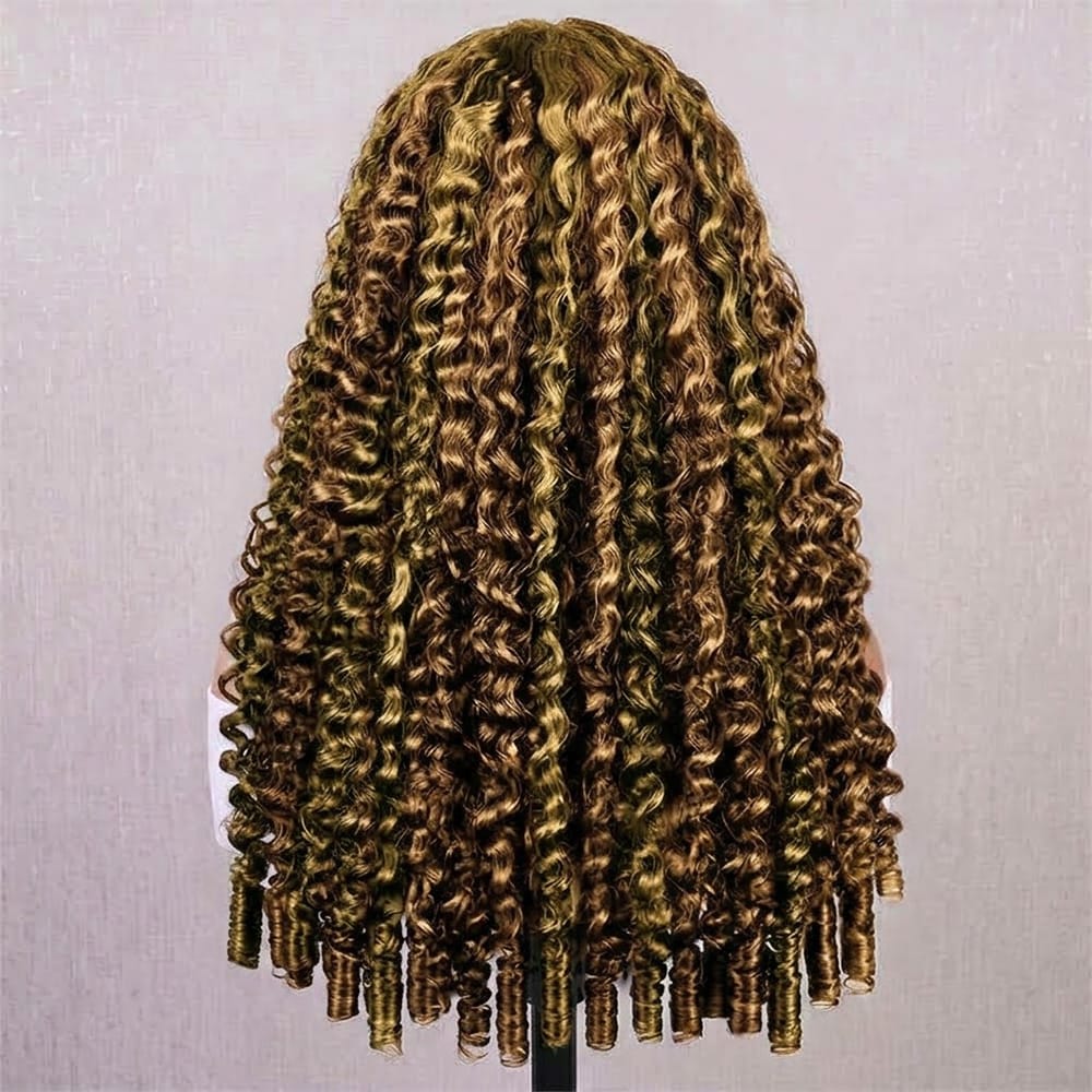 Burmese Curly Headband Human Hair Wig (Glueless, Ready-to-Wear) Natural Honey Brown LINKTOWIG