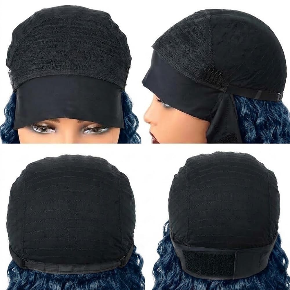 Burmese Curly Headband Human Hair Wig (Glueless, Ready-to-Wear) Natural Midnight Blue LINKTOWIG